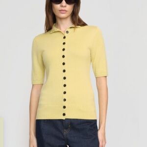 Charlotte Wool Button Short-Sleeve Sweater